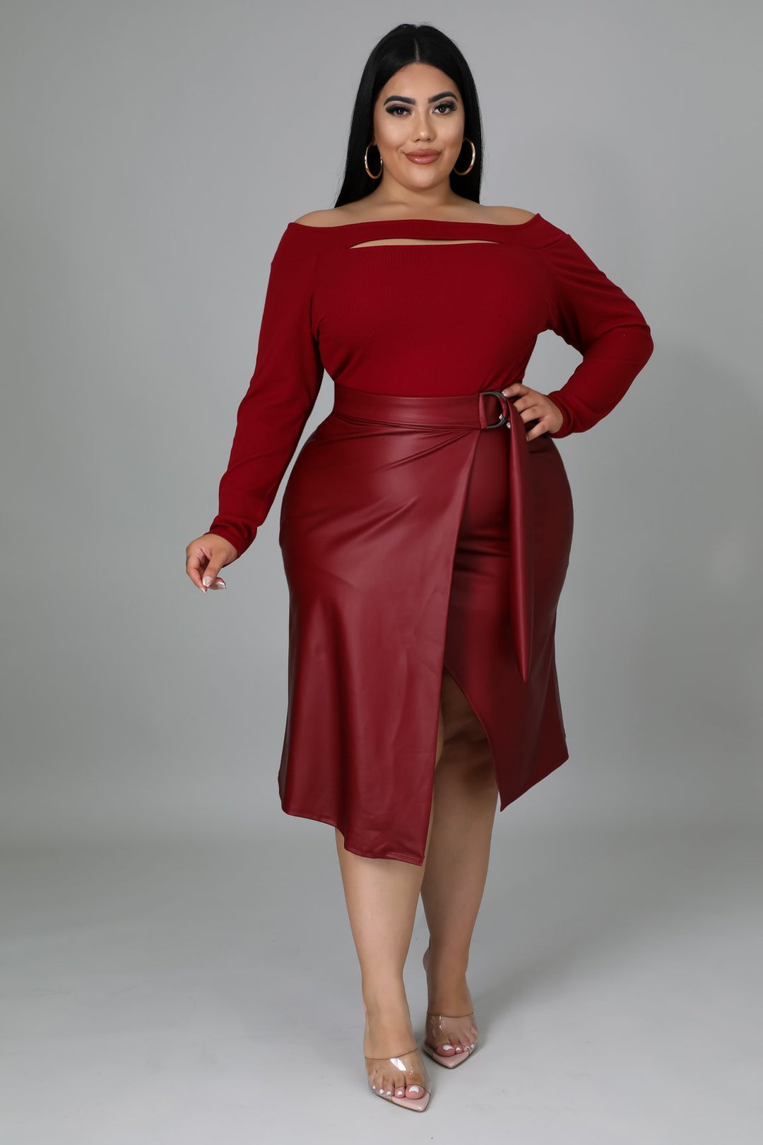 leather dress curvy GLAM